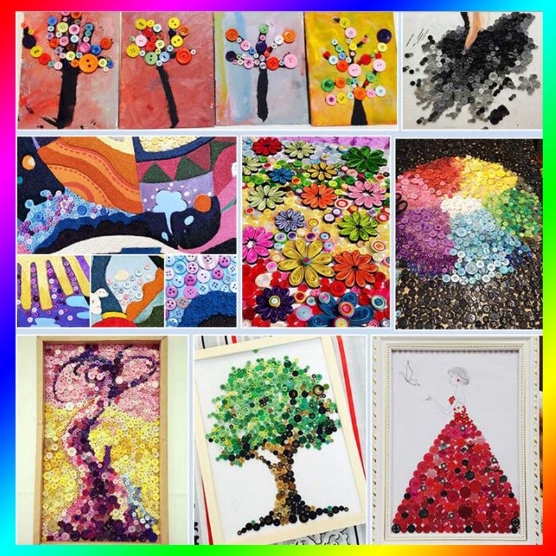Renashed 600 PCS Assorted Size Resin Round Buttons DIY Craft Sewing Decorations for Kid's Painting - Image 5